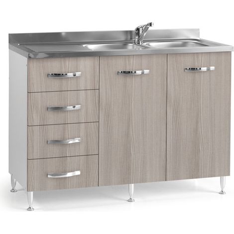 Sottolavello Per Cucina Olmo 2 Ante Con Cassetti SX Cm 120x50xH 85