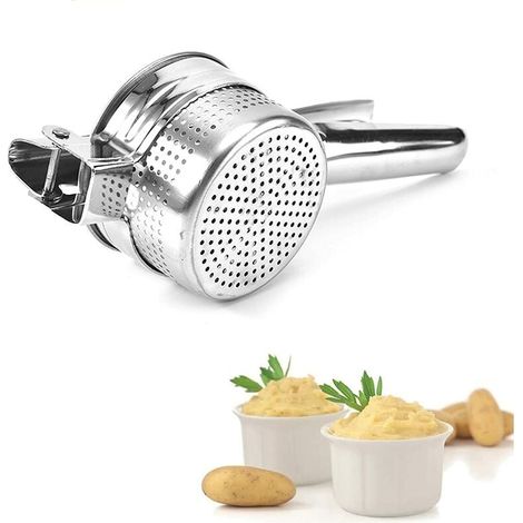 Schiacciapatate Multifunzione in Acciaio Inossidabile per Purè di Patate, Frutta, Verdura, Spremi Aglio e Mele, Lavabile in Lavastoviglie 26,7x10,2x7 cm 001 (1/5)
