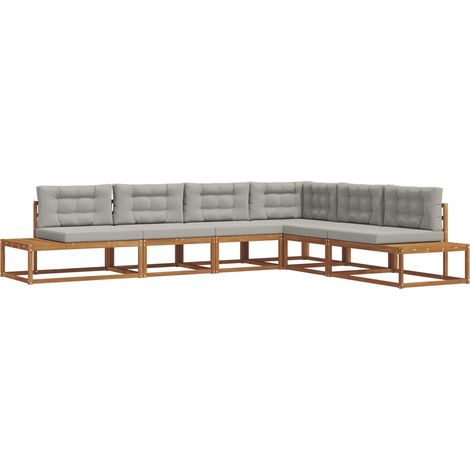 Conjunto de sofás de exterior Gris Natural y Claro vidaXL