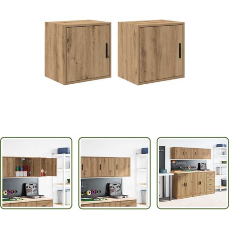 vidaXL Bois d'ingénierie -  Armoires murales garage 2 pcs chêne artisanal bois d'ingénierie (1/5)