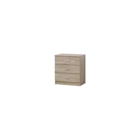 3 Drawer Chest Bedroom Storage Unit With Chrome Handles - Cream & Brown (1/5)