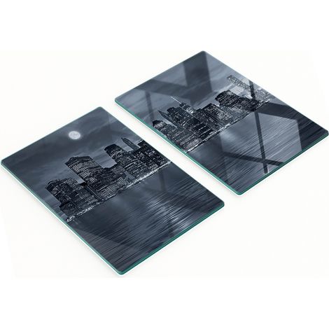Tablas decorativas de cristal para cortar y servir, Nueva York de noche, 2x40x52 cm