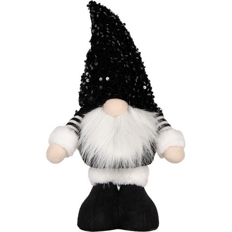 Gnome de Noël Lumineux LED Décoration Intérieure et Extérieure Synthétique Noir 10 x 15 x 38 cm - PANGIVO (1/5)