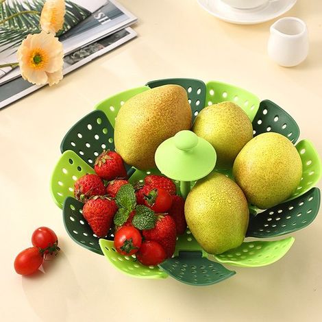 Cesta y colador de plástico plegable para frutas, cesta vaporera multifuncional para cocina, cesta para verduras con escurridor (1/2)