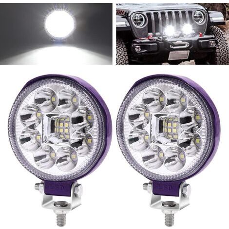 Phare de travail LED pour projecteur de moto de 3 pouces, feu antibrouillard LED rond 2PCS 12V 24V.