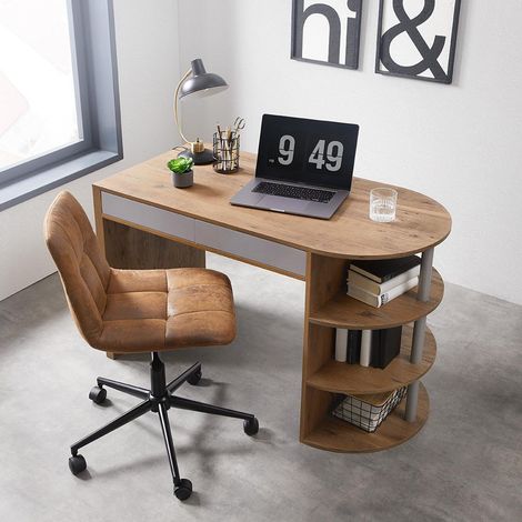 Mömax Schreibtisch Lovino Eichefarben MDF ca. 121x60 cm (1/5)
