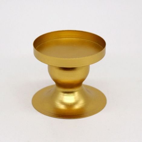 Goldener Kerzenständer, Kerzenteller, Metall-Kandelaber, dekorative Kerze