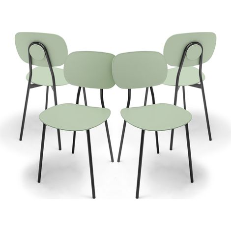 Fabriano - Set di 4 sedie di design in metallo e PP, stile moderno, colore elegante verde (1/5)