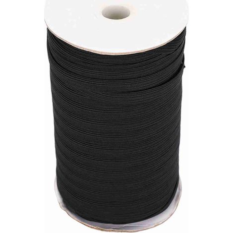Élastique plat flexible de 100 yards (100 mètres) pour masque de bouche, accessoires vestimentaires, 10 mm (noir) (1/5)
