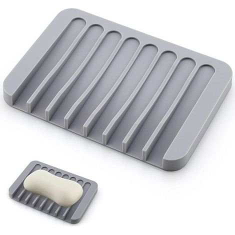 (Gris) 1 porte-savon en silicone pour salle de bain, porte-savon de cuisine, porte-savon de douche, salle de bain, cuisine