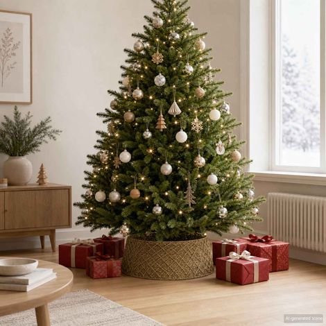 vidaXL Collare per Albero di Natale Rotondo Naturale Ø 75 x 25 cm (1/5)