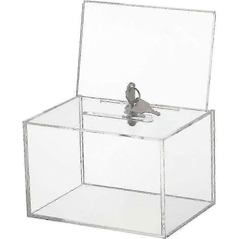 Boîte à dons en acrylique avec serrure, boîte à cartes de visite et à tickets (1/5)