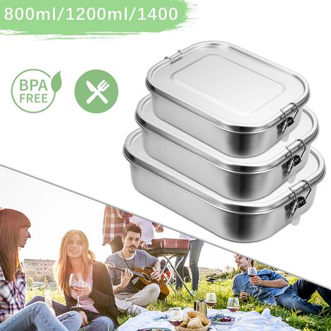 Wolketon 800ml+1200ml Brotdose Metall Brotdose Thermobehälter Lunchbox BPA frei Edelstahl