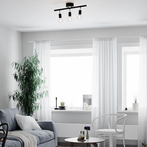 Plafonnier Row 3x60W E27 Noir (1/2)