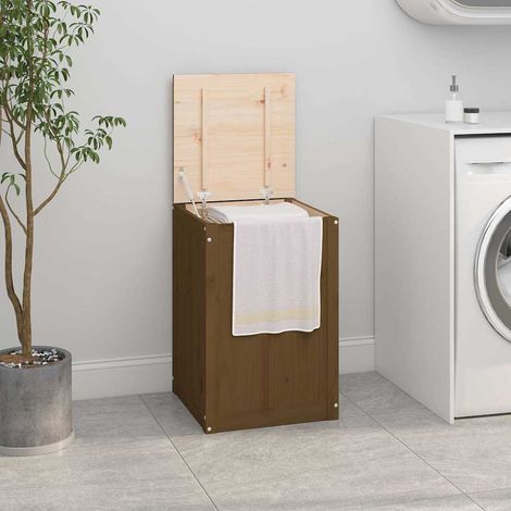 vidaXL Baúl para colada madera maciza pino marrón miel 44x44x66 cm (1/5)
