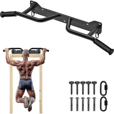 Wandmontierte Klimmzugstange mit 4 Griffpositionen und Ringen, bis 272 kg – Klimmzugstange – Krafttraining (1/5)