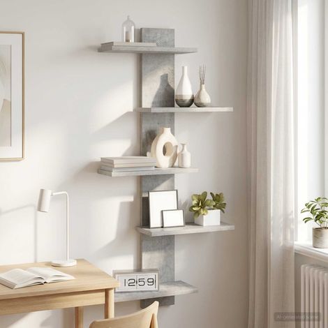 vidaXL Mensola a muro flottante Grigio Cemento 48,5 x 15 x 101 cm