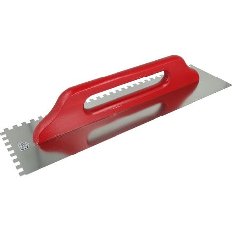 Cazzuola Haromac svizzero, 8 x 8 mm dentata, in acciaio inox, 500 x 130 mm con manico in legno, 10551008