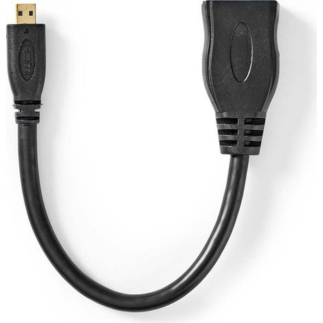 Cable hdmi de alta velocidad con ethernet microconector hdmi salida hdmi 4k30hz 102 gbps 020m redondo pvc negro bolsa de plastico