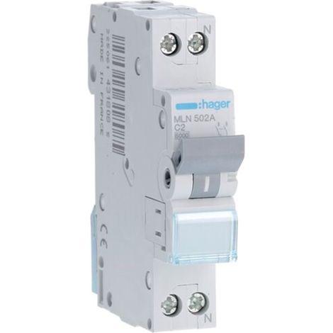 HAGER MLN520A  Interruptor automático 1P+N 20A curva-C 6kA 1 módulo