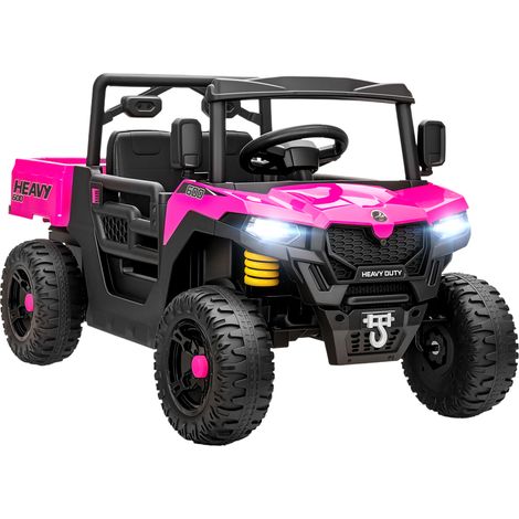 AIYAPLAY 12V Kids Ride on Car, Kids UTV with Electric Dump Bed, Pink