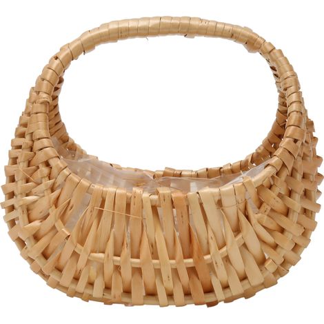 Panier en osier tressé pour fleurs, panier à main en rotin pour composition florale, mariage, anniversaire, fête (1/5)