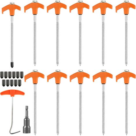 11Pcs Piquets de Tente à Visser en Fileté Rotatifs,Piquet de Tente a Visser 20,5 cm Piquets de Fixation Camping Stables, pour Sardines de Fixation Tentes, Clous Piquet Ancrage au Sol Dur (1/5)
