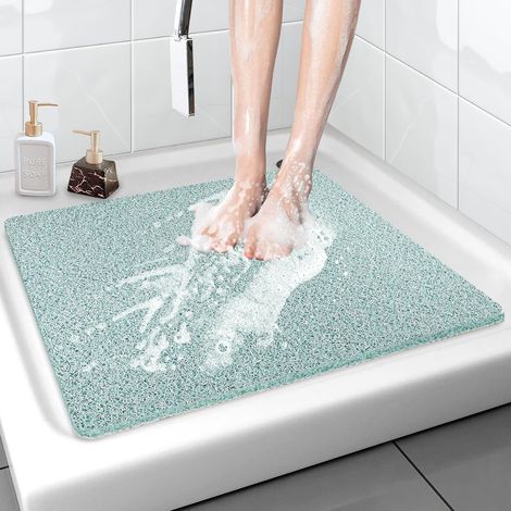 Tapis de Douche antidérapant 60x60cm - Tapis de Bain de Sécurité Confort Doux avec Trous de Drainage - Tapis de Douche de Massage en PVC Luffa pour Zones Humides, Séchage Rapide (1/5)