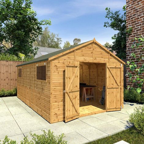 16 x 10 Feet Premium Shiplap Apex Workshop - Timber - L487 x W322.7 x H252.4 cm - Brown (1/5)