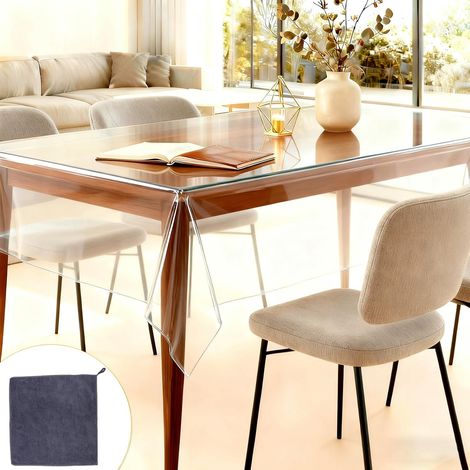 Nappe Transparente 140×180cm – Nappe Transparente Épaisse en PVC, Toile Cirée Transparente rectangulaire, lavable et résistante à la chaleur – Idéale comme Nappe Plastique Transparente et Nappe Transp (1/5)
