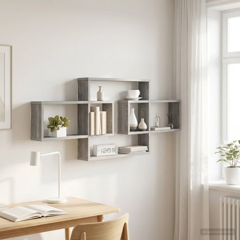vidaXL Étagère Murale Sonoma gris 130 x 10 x 50 cm Bois d'ingénierie (1/5)