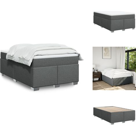 Sommier à lattes de lit avec matelas gris foncé 120x190cm tissu - Sommier À Lattes De Lit - Sommiers À Lattes De Lit - Lit - Meuble De Chambre À Coucher (1/5)