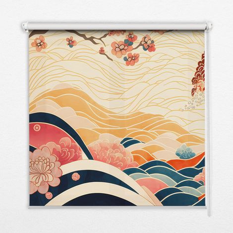 Tenda a Rullo Interna per Finestra - Tenda Filtrante Luce - Tenda Privacy - Tenda Decorativa Rettangolare - Rullo per Interni - (140 cm x 140 cm) - Onda di fiori (1/5)