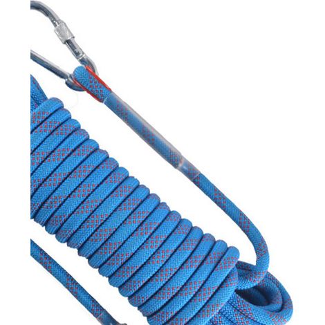 Mehrzweck-Sicherheitsseil, blau, mit Doppelhaken, aus Polyester und Edelstahl, als Rettungsleine beim Klettern und Abseilen geeignet, 10 Meter/32,8 Fuß. (1/5)
