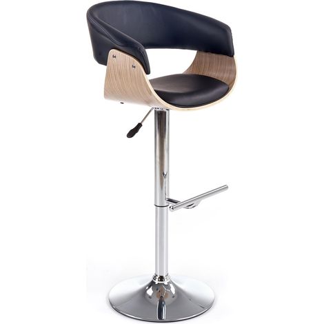 Silla de barra Houston 181 , 90x59x46cm, Cuero ecológico, Metálico, Aglomerado laminado