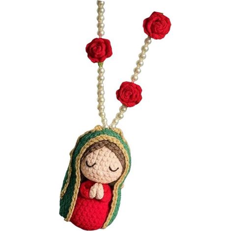 Statue de décoration intérieure de voiture, faite à la main au crochet pour rétroviseur, décoration à suspendre pour femme (1/5)