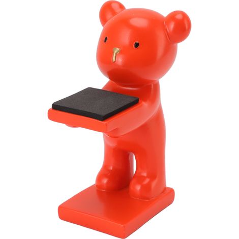 Porte-montre ours artisanal 3D moderne en résine orange pour décoration bureau maison (1/5)