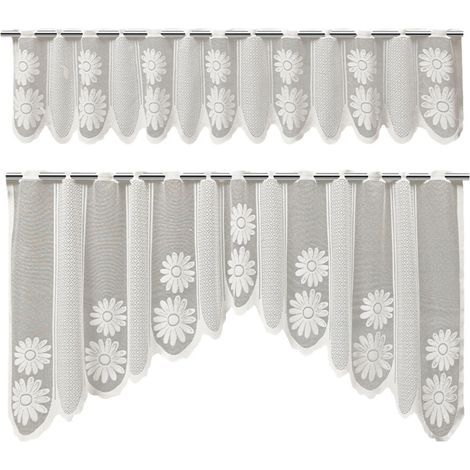 Rideaux en dentelle élégants pour fenêtre filtrant la-Blanc (1/2)