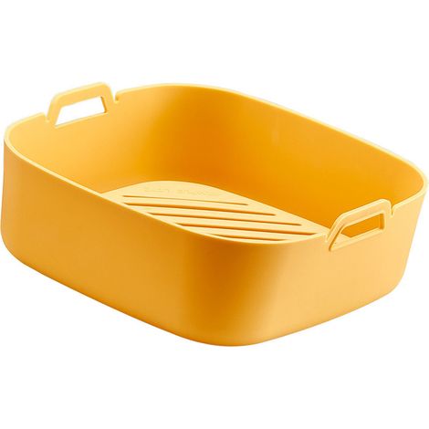 Doublures en silicone pour friteuse à air chaud, panier de cuisson épais et résistant à la chaleur, pour four et barbecue, outil carré jaune (1/5)