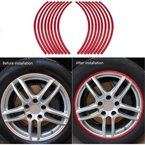 Ruban adhésif décoratif réflecteur pour roues de voiture et moto, film autocollant pinstripe, 6 couleurs vives, rouge brillant (1/5)