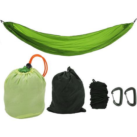 Hamac de Camping Portable avec Sac de Rangement et Mousquetons pour Randonnée - Vert Prairie (1/5)