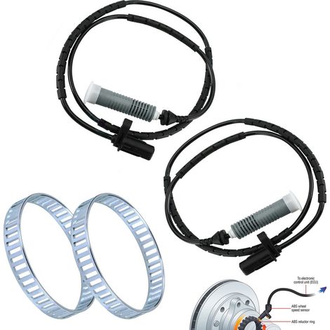 Kit 2 capteurs ABS + 2 bagues arrière compatible BMW E81/E87/E90/E91/E92 (1/5)