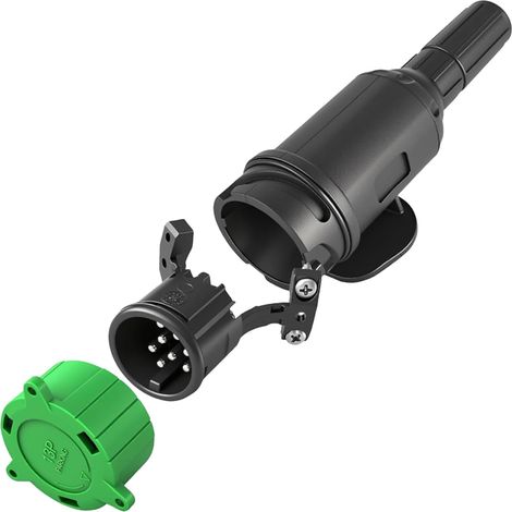 Fiche Remorque 8 Broches, Prise Attelage 12V Adaptateur ISO Étanche avec Couvercle, Connecteur Mâle pour Voiture Caravane Camion Porte Vélo Remorque (1/5)