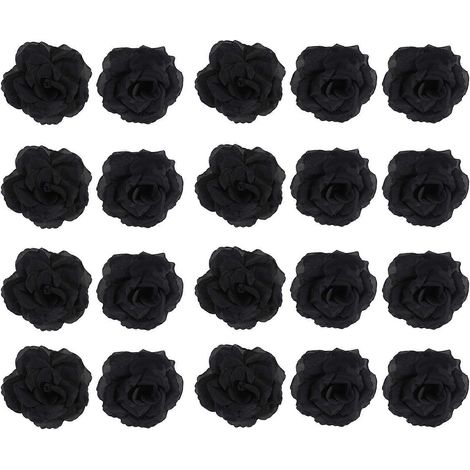 20 roses noires artificielles en soie pour décoration de fête, mariage, maison, bureau, jardin (à faire soi-même) (1/5)