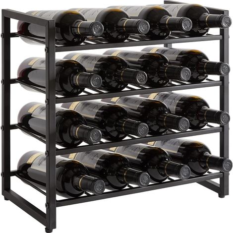 Casier à Bouteille Vin en Métal pour 16 Bouteilles, Noir TMJ903H (1/5)
