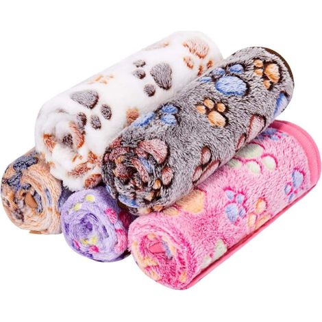Lot de 5 couvertures pour animaux de compagnie moelleuses super douces en peluche chat couverture lavable chaud canapé coussin doux tapis couvre-lit (1/5)