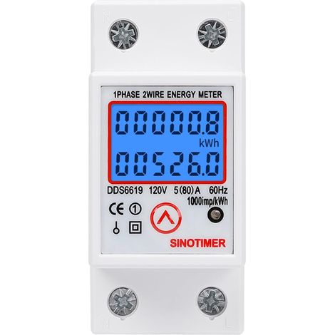 Calculateur DDS6619 DDS6619 sur rail DIN, 120 V CA, 5 (80) A, 60 Hz, affichage LCD numérique et design intemporel. (1/5)