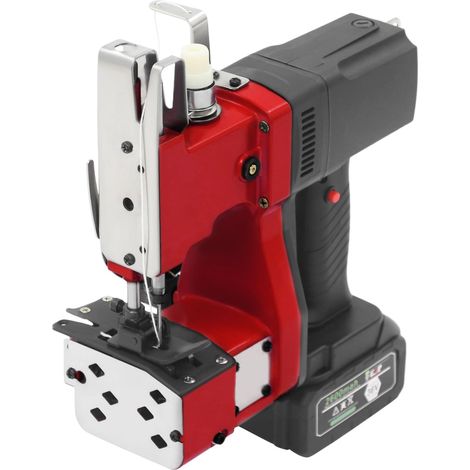 Machine À Coudre Electrique Portable Sacs Compatible - Sans Fil Batterie, Machine à coudre et fermeture de sac, batterie 2600 mAh, moteur en cuivre 1800-2000, Pour Sacs/Tissu/Riz/Papier, Rouge (1/5)