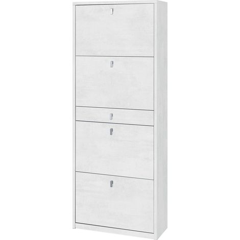 Scarpiera 4 Ante 1 Cassetto 63x164x29 cm Ossido Bianco (1/2)