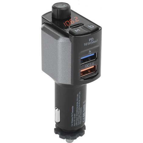 Émetteur FM Bluetooth 5.0 pour Voiture, Kit Mains Libres, Lecteur MP3 avec Double USB PD18W et Chargeur QC3.0 (1/5)